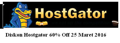 Diskon Hostgator 60% Off 25 Maret 2016